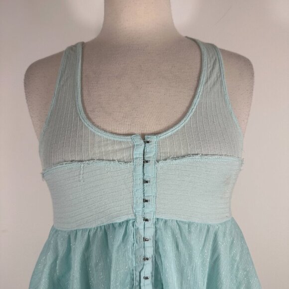 Vintage Free People Front Hooks Closure Blue Tank Top Smock Vest Y2K, Fairy, Got - Picture 4 of 12